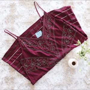 Maroon Beaded Shift Dress